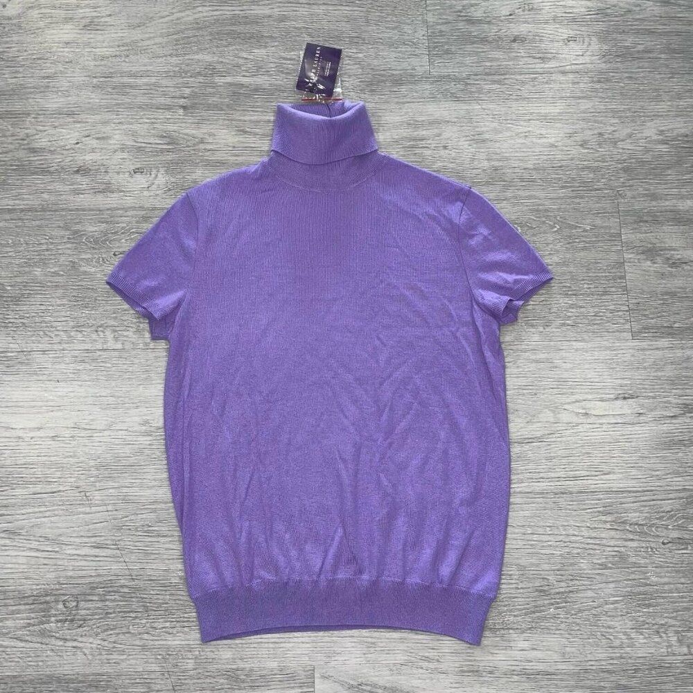 Ralph Lauren Purple Label Women’s Large Short Sleeve Sweater Cashmere Turtleneck